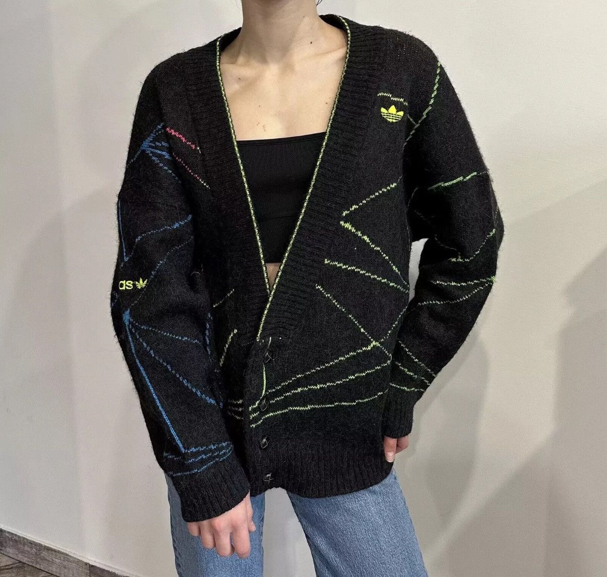 Adidas × Vintage VINTAGE 1980s ADIDAS WOOL cardigan sweater Abstract Rare Size XL / US 12-14 / IT 48-50 - 6 Thumbnail