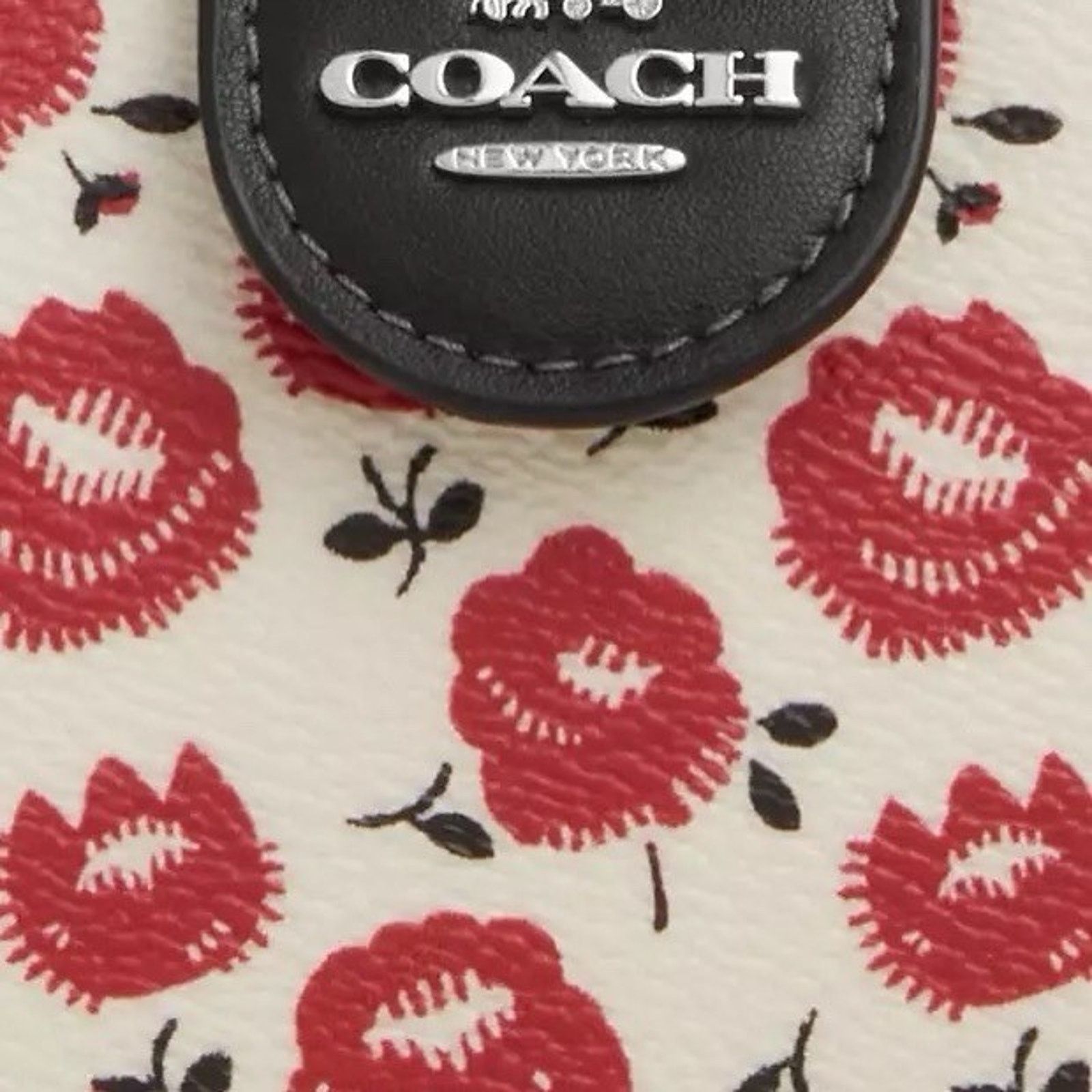 Coach NWT Coach Medium Corner Zip Wallet CBO38 Chalk Red Floral Size ONE SIZE - 9 Thumbnail