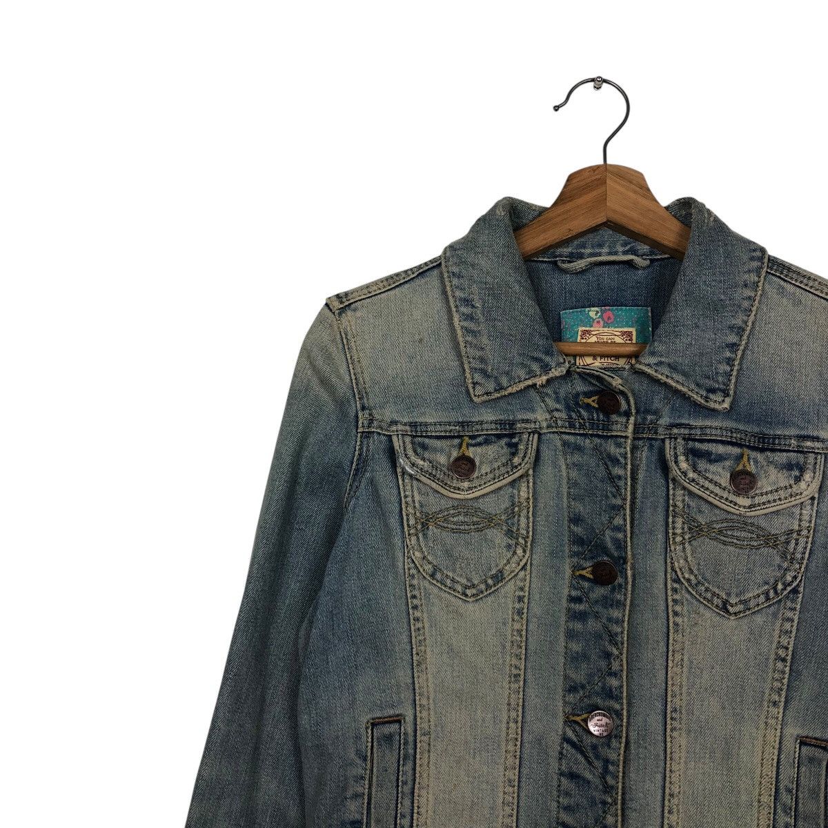 Abercrombie & Fitch 📌Cropped Denim Biker Jacket Abrecrombie Issey Miyake Size M / US 6-8 / IT 42-44 - 8 Thumbnail