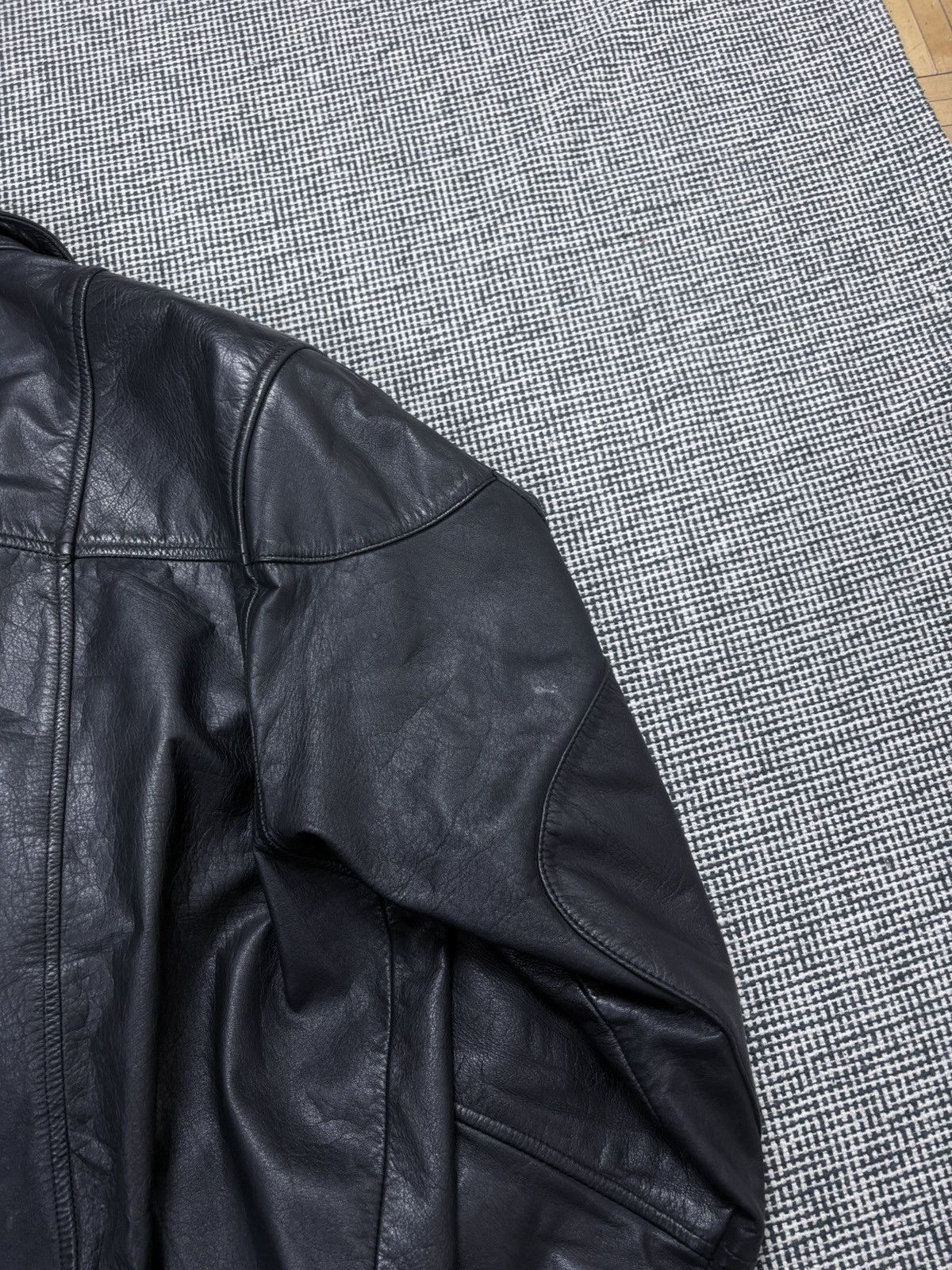 BMW Black leather BMW vintage 80s moto racing jacket rare Size US L / EU 52-54 / 3 - 7 Thumbnail