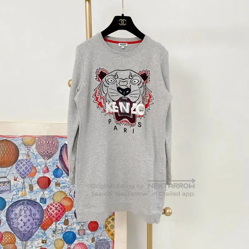 Kenzo KENZO Gray Long Sleeve Cotton Dress . Size S / US 4 / IT 40 - 1 Thumbnail