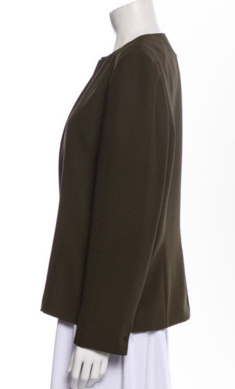Halston Halston Green Open Front Collarless Jacket – Size XL (US 12) Size XL / US 12-14 / IT 48-50 - 2 Thumbnail