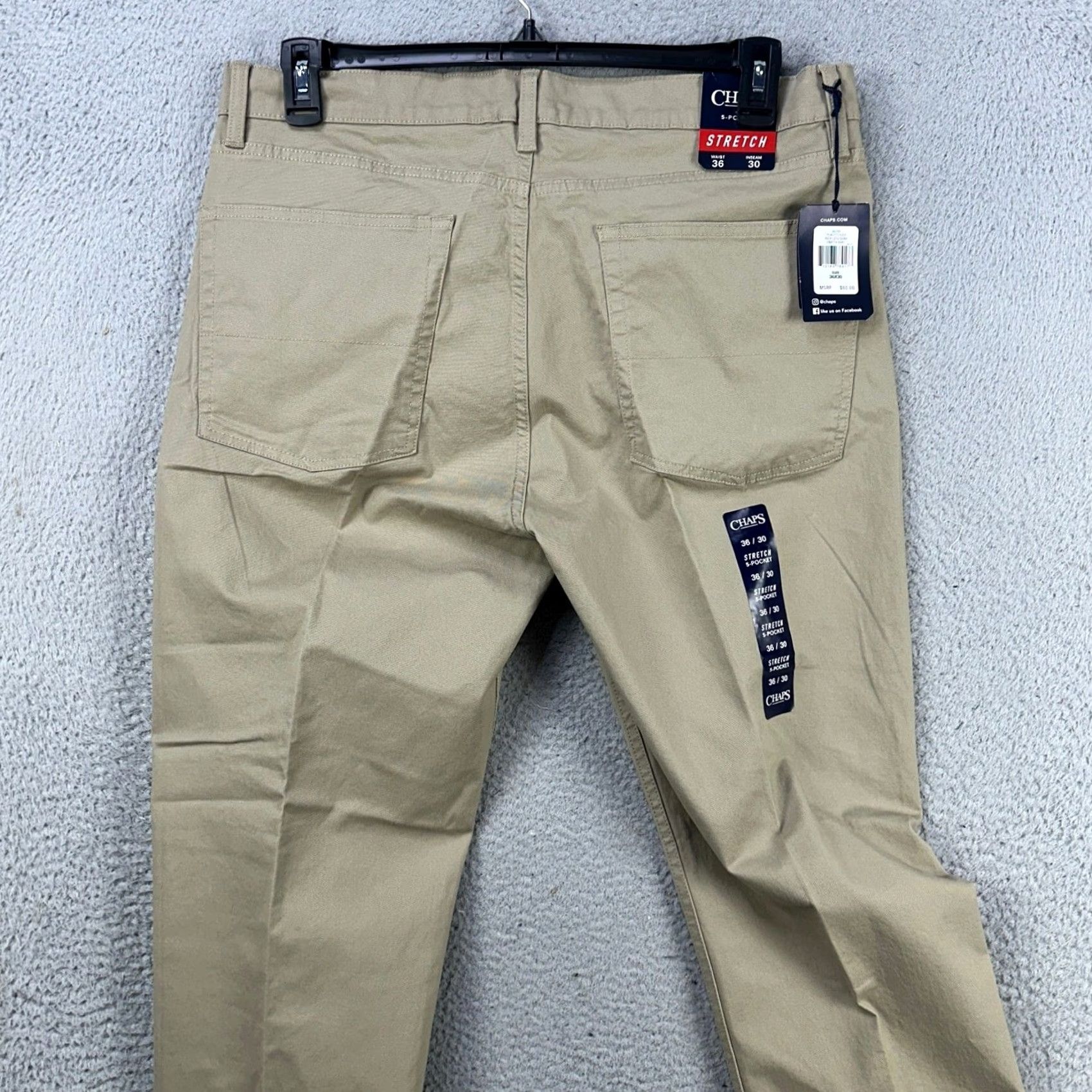 Chaps Chaps Khaki Pants Mens 36X30 Beige Straight Fit Flat Front 5 Pocket Stretch NEW Size US 36 / EU 52 - 2 Thumbnail
