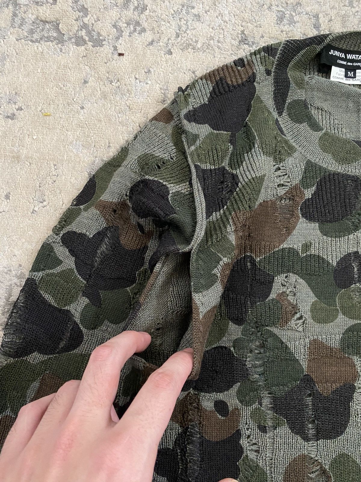 Junya Watanabe AD2010 Distressed Camo Knit Sweater Size US XS / EU 42 / 0 - 3 Thumbnail