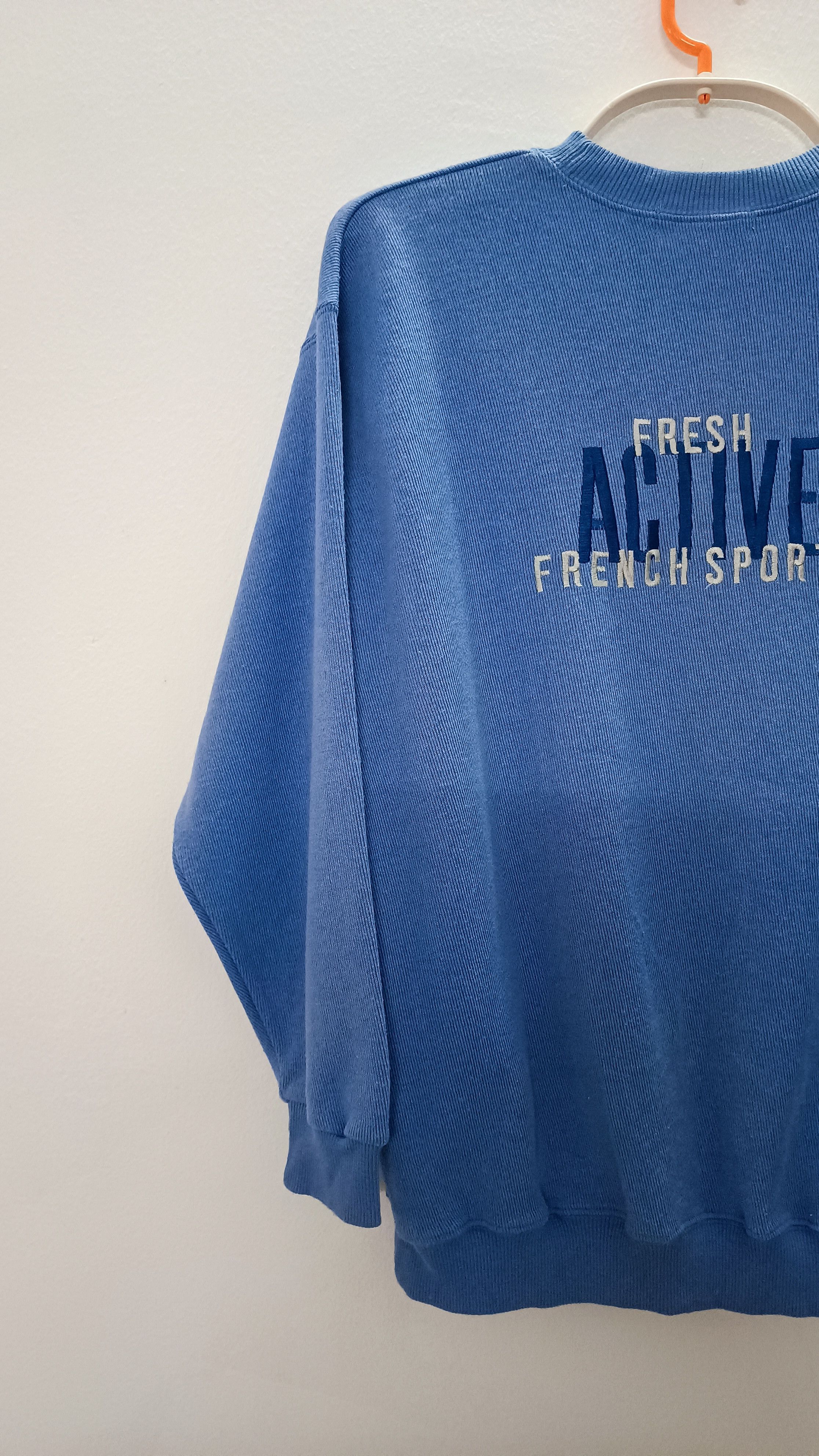 Designer × French Connection × Vintage Marca Fresa Blue Vintage Look Sweatshirts Size US L / EU 52-54 / 3 - 8 Thumbnail