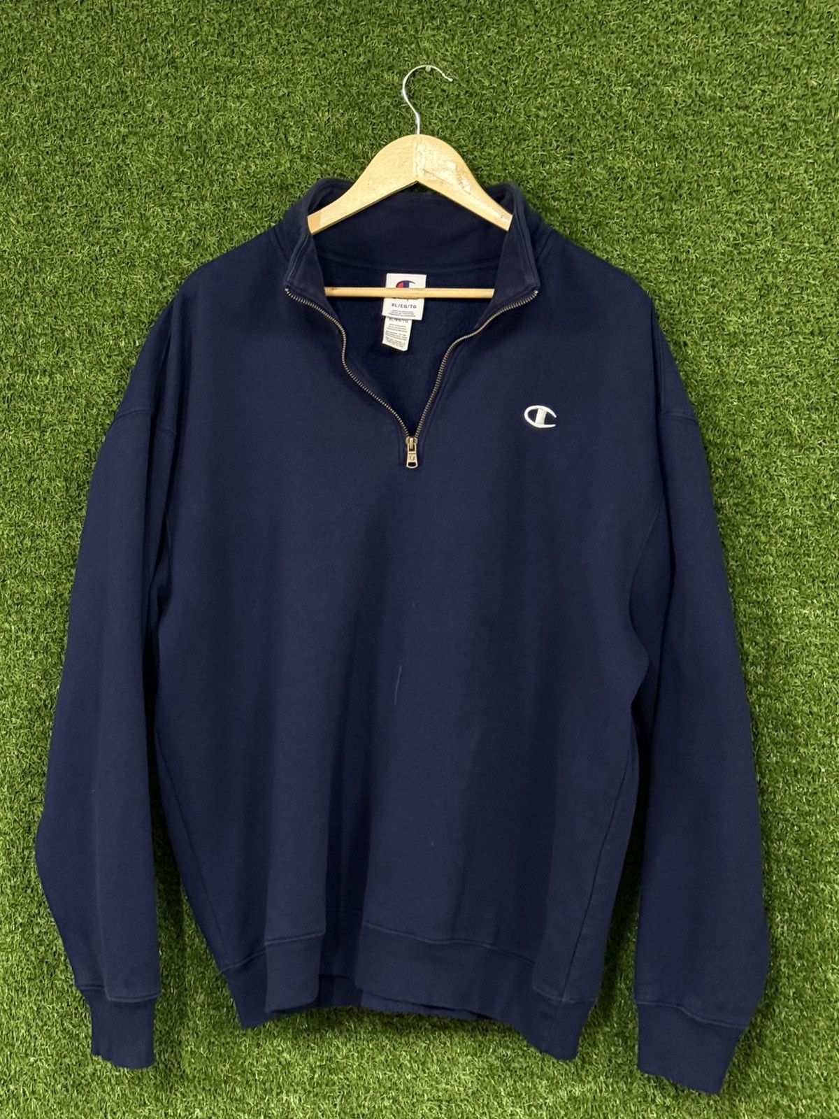 Champion Champion Quarter Zip Fleece Sweatshirt XL Navy Vintage Size US XL / EU 56 / 4 - 1 Thumbnail