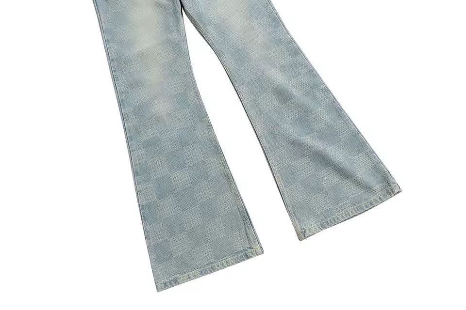Jean Flared Patchwork Oversized Baggy Blue Washed Jeans Pants Size US 33 - 3 Thumbnail