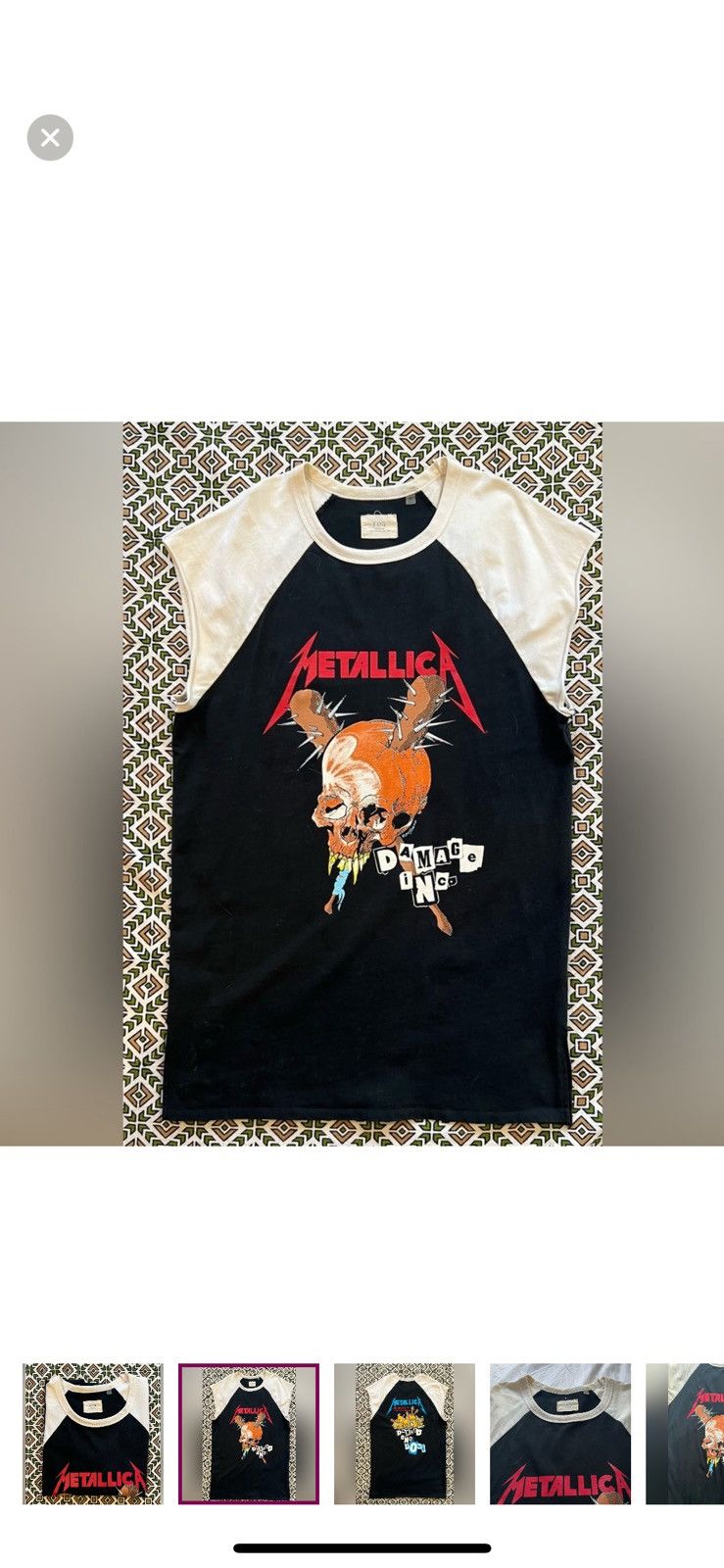 image of Fog Fear Of God Metallica Raglan Tee Oversized Size M in White, Men's