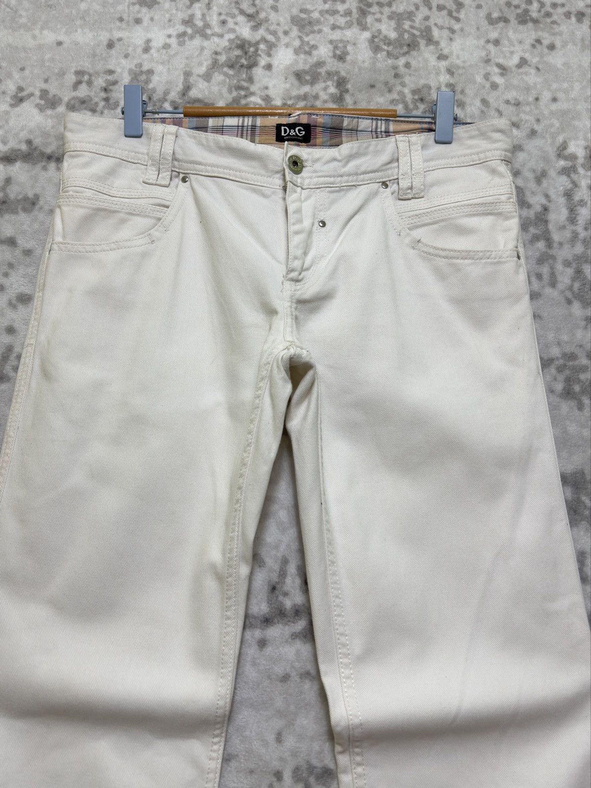 Dolce & Gabbana Vintage Dolce & Gabbana White Straight-Leg Jeans D&G Patch Size US 33 - 3 Thumbnail