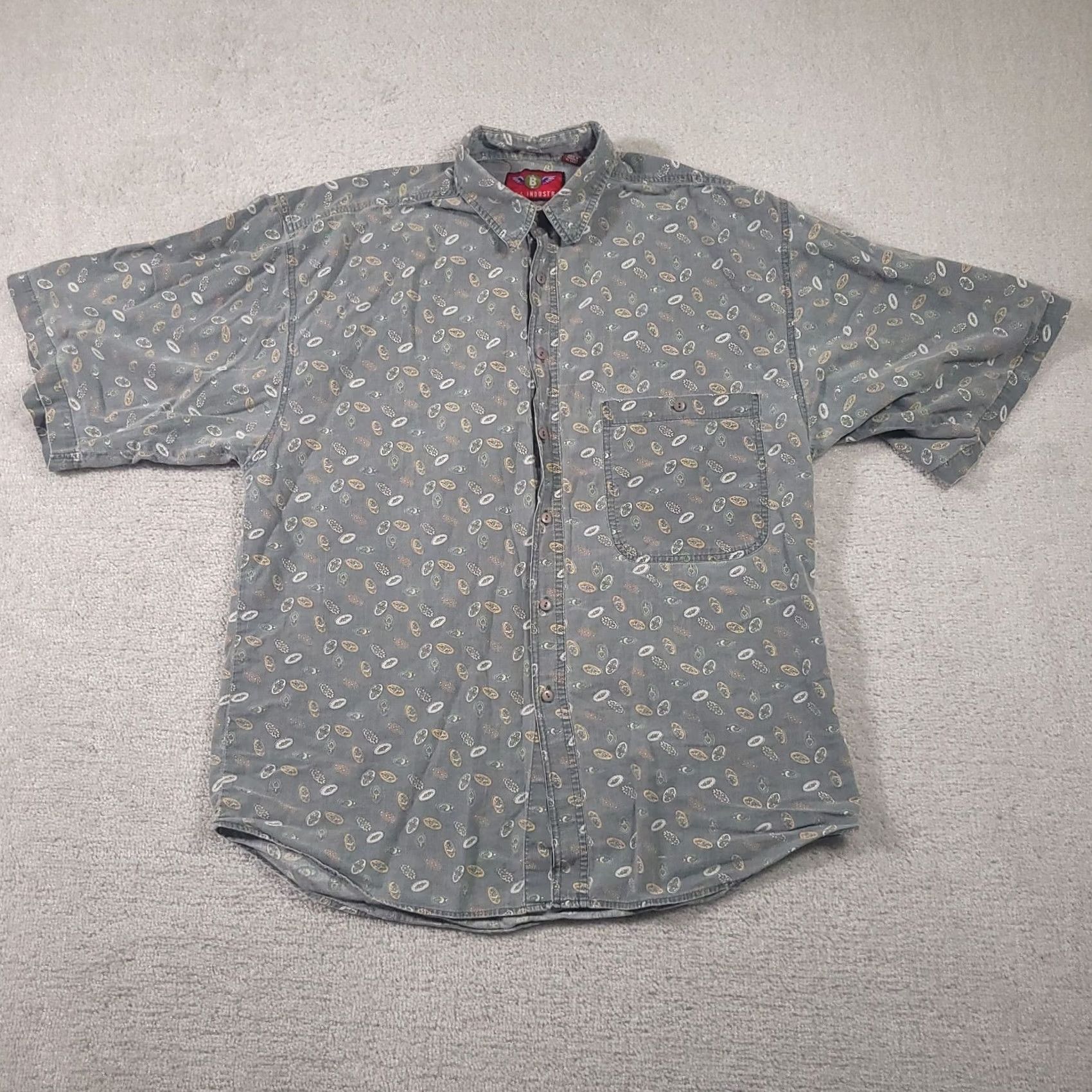 Vintage VINTAGE Boys Industry Western Button Shirt Short Sleeve Mens Large Grunge Skater Shirt Size US L / EU 52-54 / 3 - 2 Thumbnail
