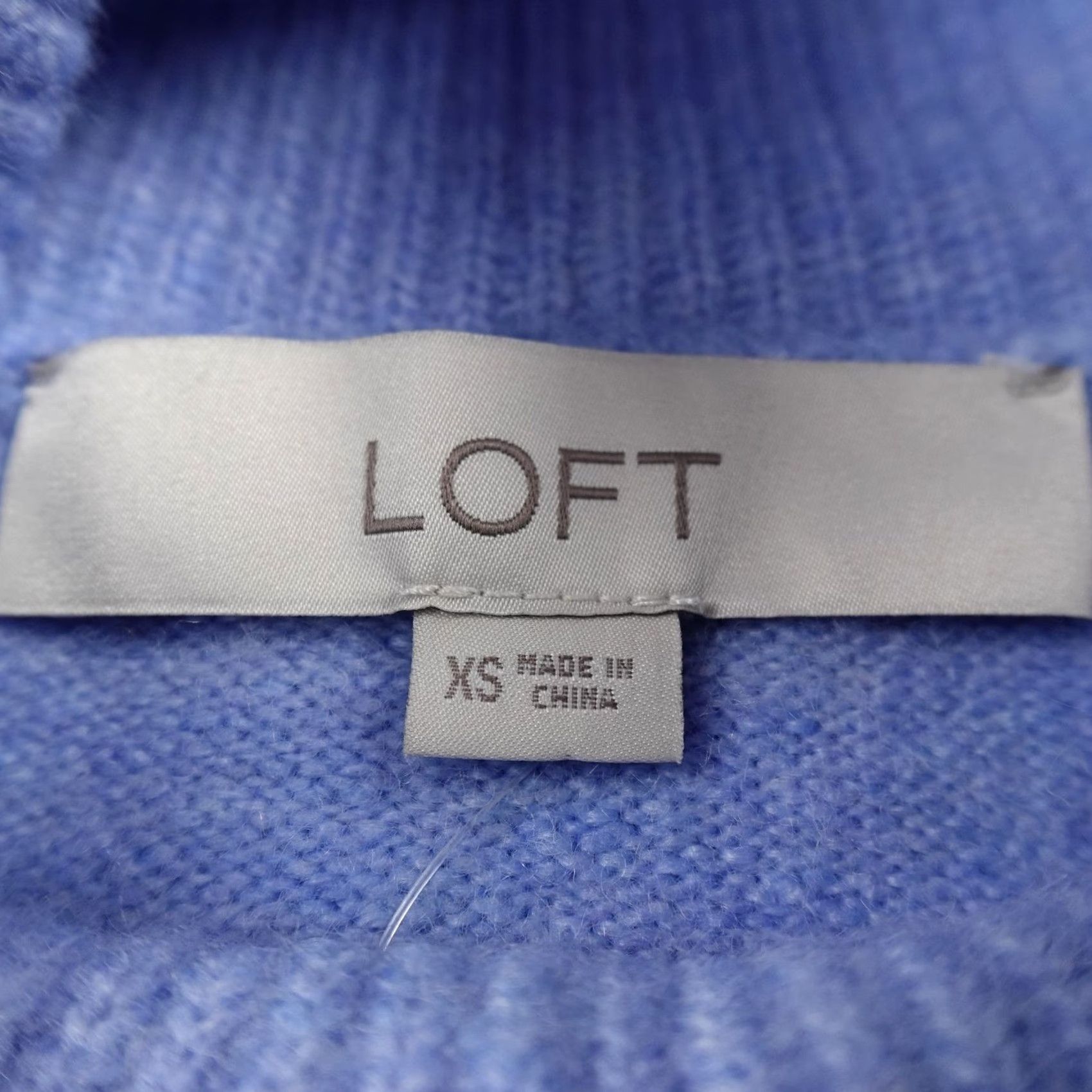 Loft LOFT Sweater Womens XS Blue Knit Pullover Turtleneck Long Sleeve Striped Raglan Stretch Winter - Womens XS Blue Sweater Size XS / US 0-2 / IT 36-38 - 4 Thumbnail