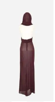 Saint Laurent Paris oc11z1025 Robe Voile Jersey Dress in Bordeaux Size M / US 6-8 / IT 42-44 - 2 Thumbnail
