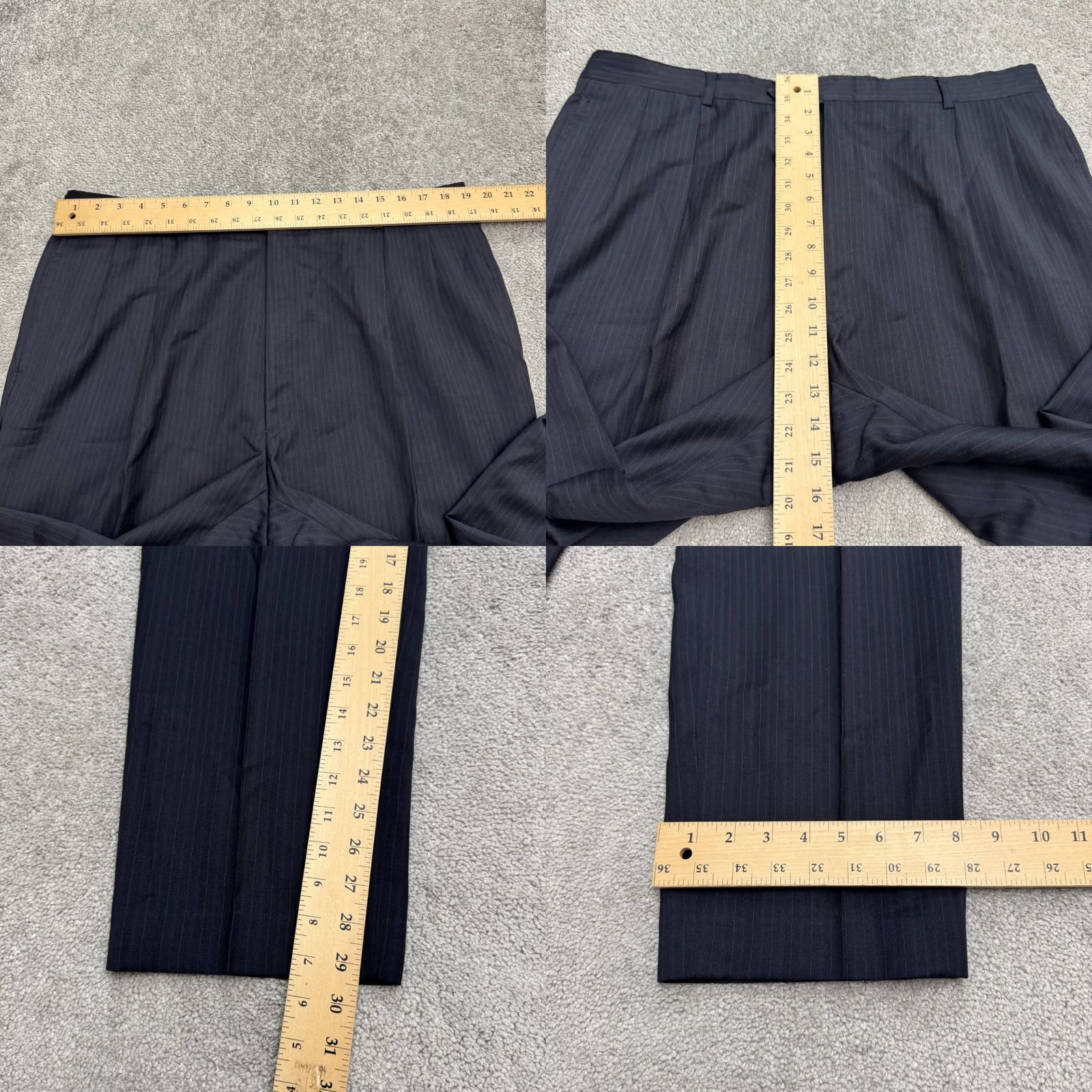 Ted Baker VINTAGE: No Ted Baker London Pinstriped Wool Dress Pants Mens 42x30 Navy Blue Pleated Front Size US 42 / EU 58 - 8 Thumbnail
