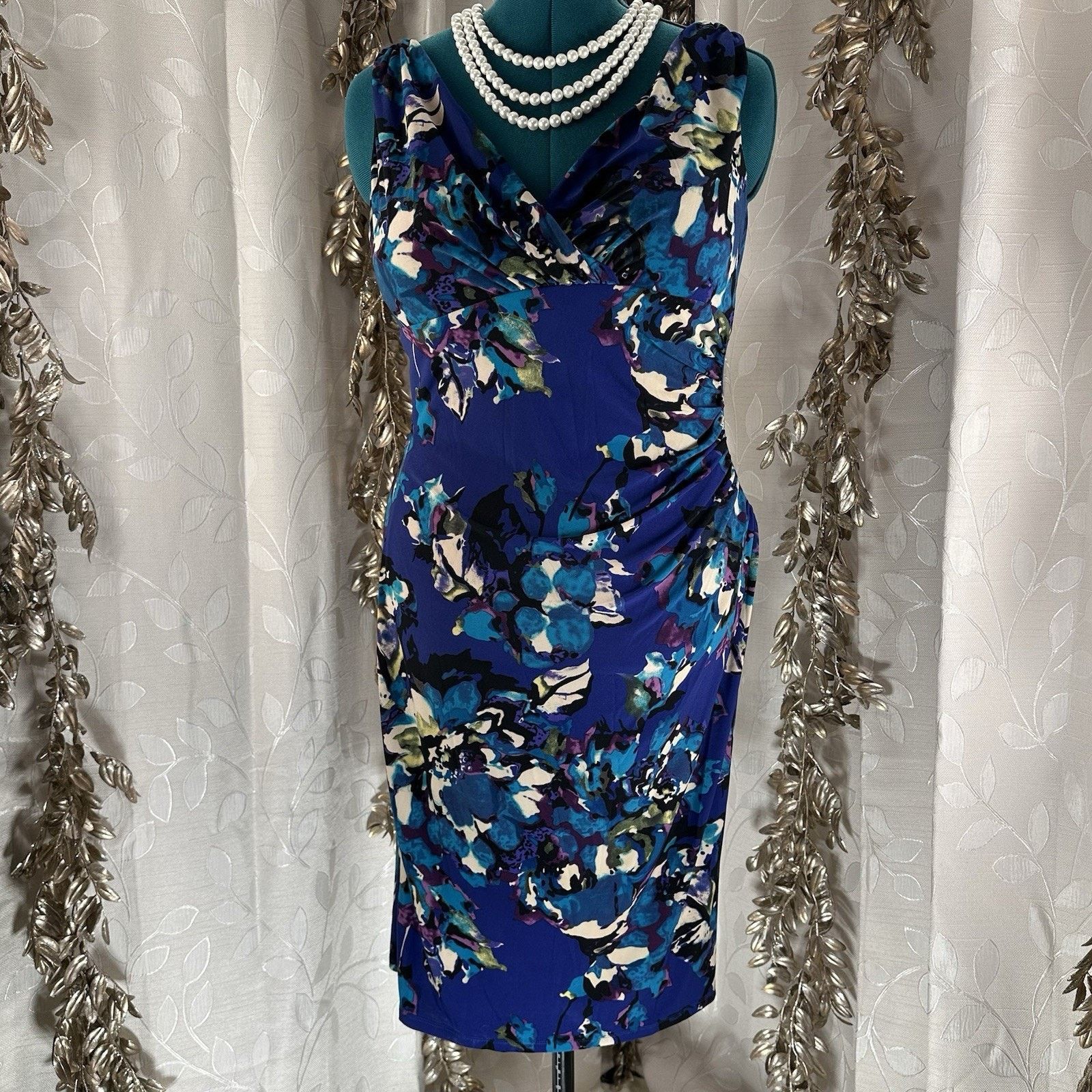 Other American Living Floral Ruched Dress 14 Sleeveless Sheath Size XL / US 12-14 / IT 48-50 - 1 Thumbnail