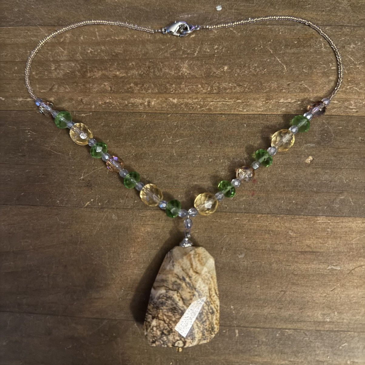 Other Glass bead granite stone pendant necklace Size ONE SIZE - 2 Thumbnail