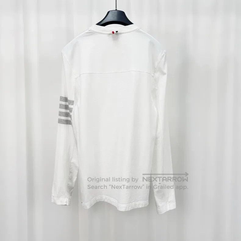 Thom Browne Thom Browne White and Grey Striped Long Sleeve Size US M / EU 48-50 / 2 - 2 Thumbnail