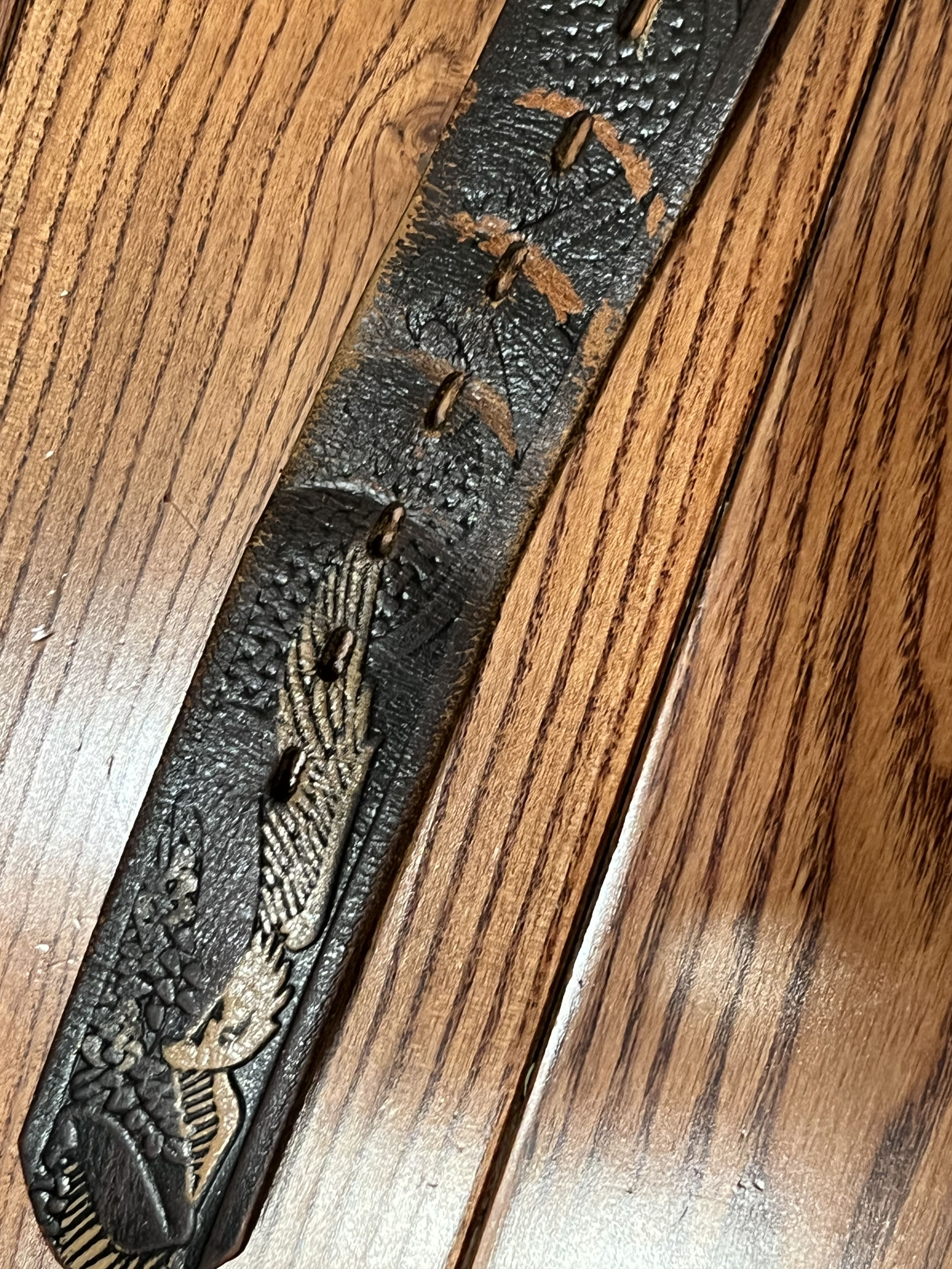Wrangler Vintage Wrangler Leather Belt with Eagle Design Size XXXL Size 46 - 7 Thumbnail