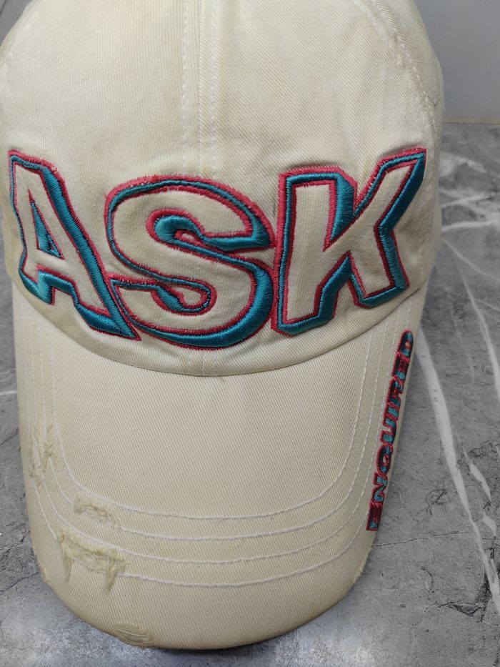 Japanese Brand Vintage ASK Distressed Style Cap Hat Size ONE SIZE - 3 Thumbnail