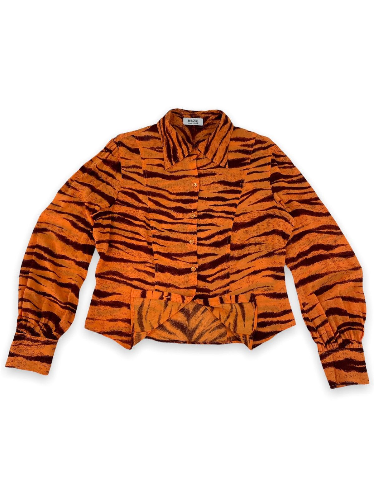 Boutique Moschino × Love Moschino × Moschino VTG 90’s Leopard Print Zebra Animal Long Sleeve Shirt Blouse Top Size XL / US 12-14 / IT 48-50 - 2 Thumbnail