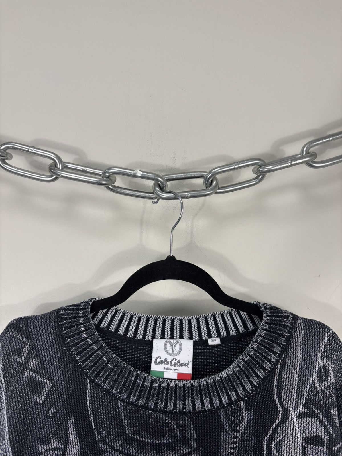 Carlo Colucci Carlo Colucci Men’s 3D Abstract Knit Gray Oversized Sweater Size US XXL / EU 58 / 5 - 3 Thumbnail