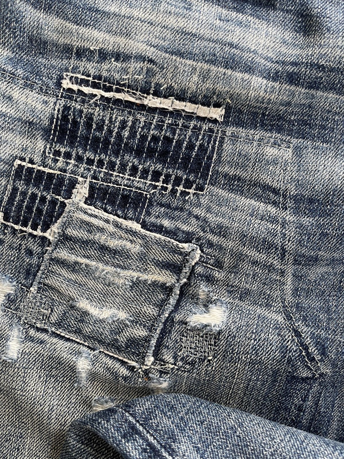 Japanese Brand Bartack Sashiko Boro Patchwork Denim Kapital Japan Size US 31 - 12 Thumbnail