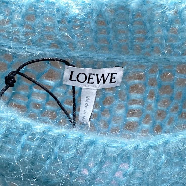 Loewe LOEWE Blue hollow chest logo horsehair knit sweater Size S / US 4 / IT 40 - 3 Thumbnail