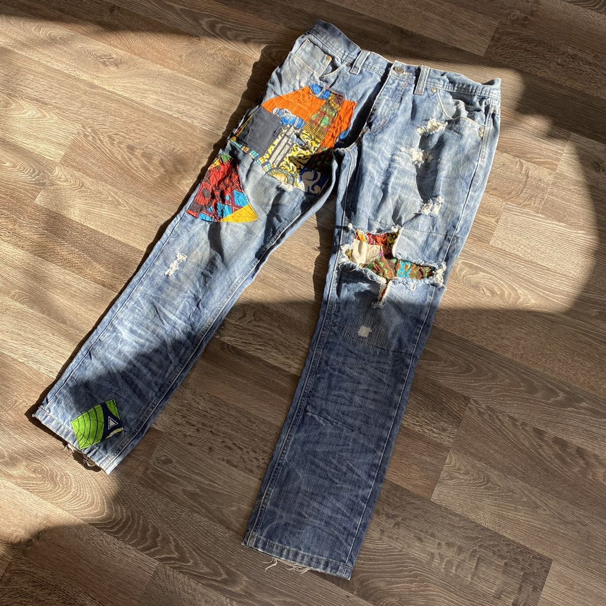 Vintage Custom patch work denim pants Size US 34 / EU 50 - 3 Thumbnail