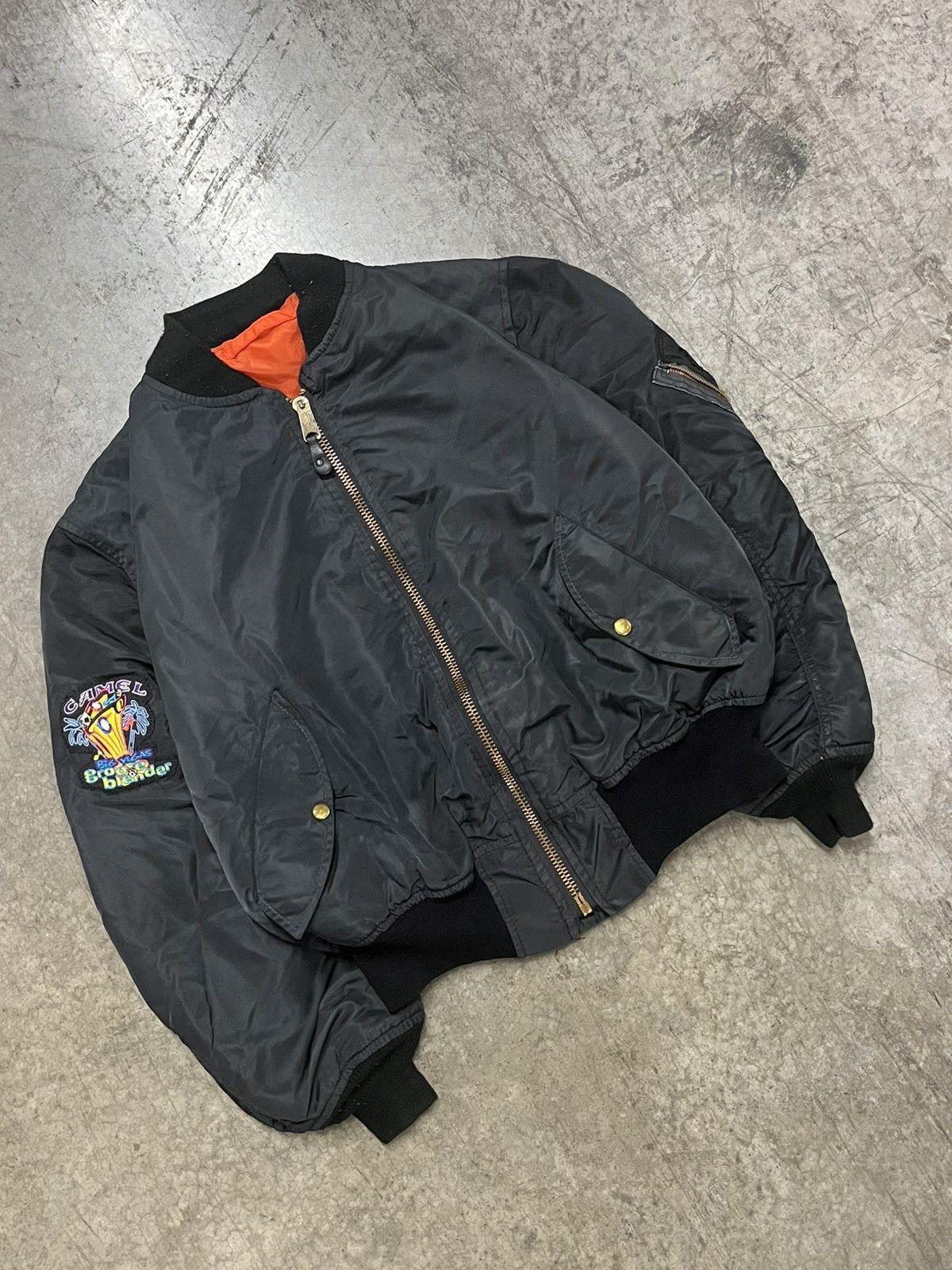 Vintage Vintage MA1 Flight Bomber Jacket camel patch grunge opium Size US L / EU 52-54 / 3 - 2 Thumbnail