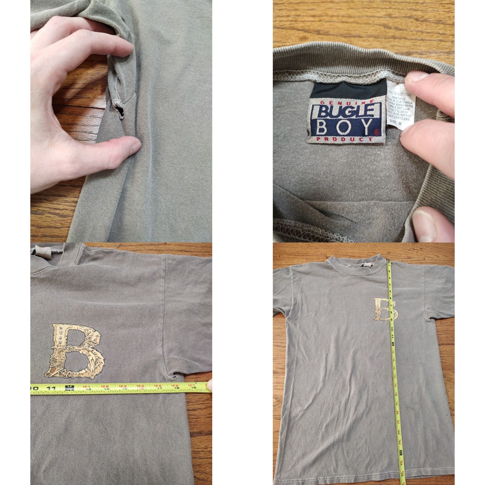 Bugle Boy Vintage Bugle Boy Shirt Mens Small Dragon Markings 90s Grunge Gray Cotton T-Shirt Size US S / EU 44-46 / 1 - 8 Thumbnail