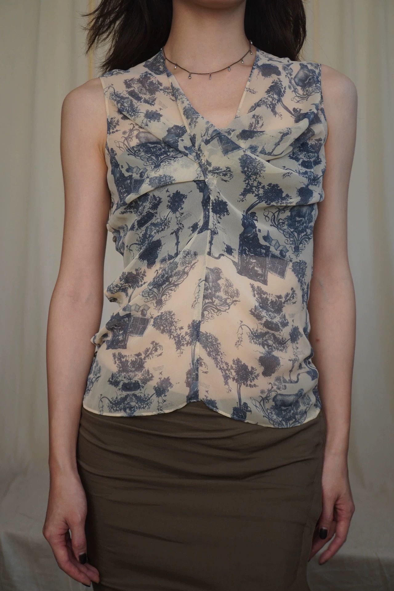 Issey Miyake Issey Miyake 2000s Silk Knot Side-Button Top S (Pink/Blue) Size S / US 4 / IT 40 - 2 Thumbnail
