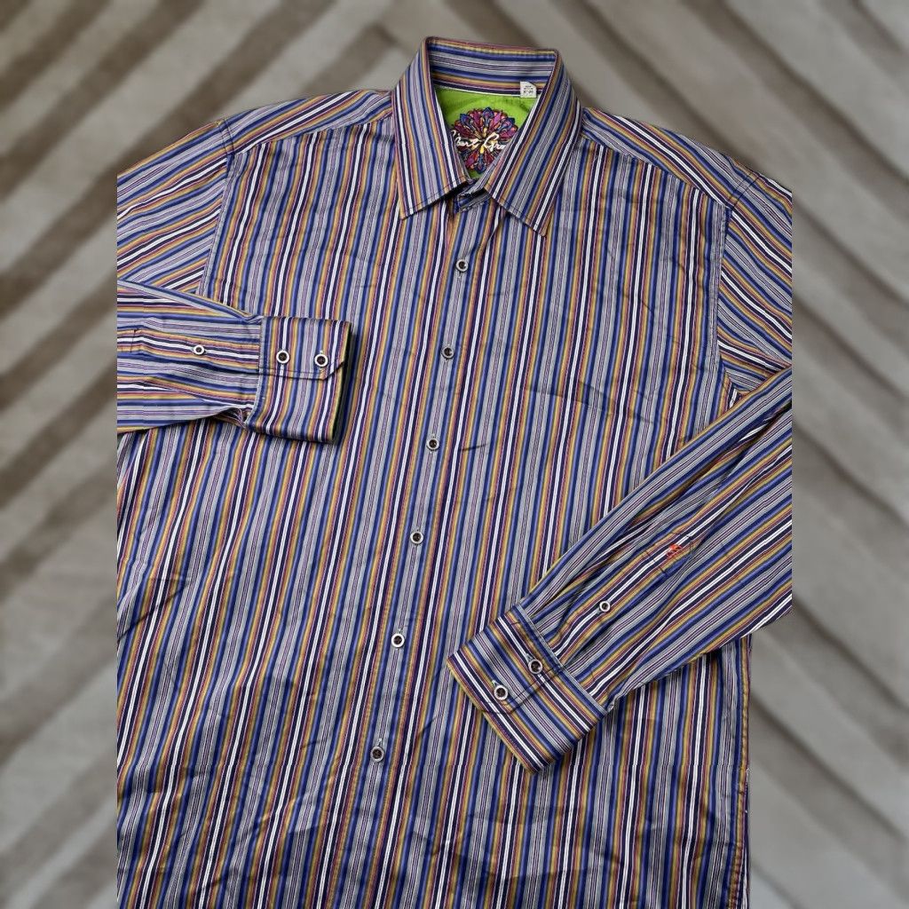 Robert Graham Robert Graham Shirt Men XL Multicolor Stripe Long Sleeve Button-Down Collared Flip Cuff Button Up Golf Size US XL / EU 56 / 4 - 1 Thumbnail