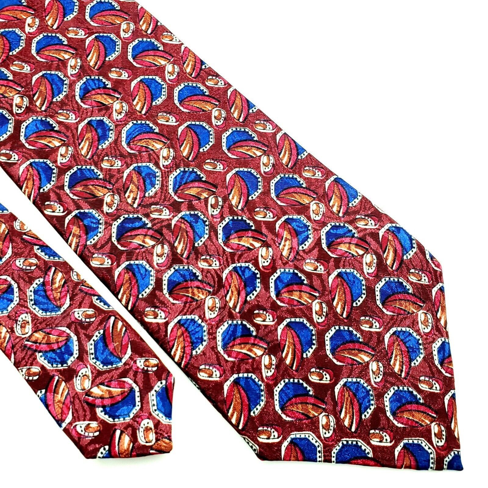 Christian Dior Monsieur Christian Dior Monsieur Polyester Tie Red Blue Abstract Geom Size ONE SIZE - 1 Thumbnail