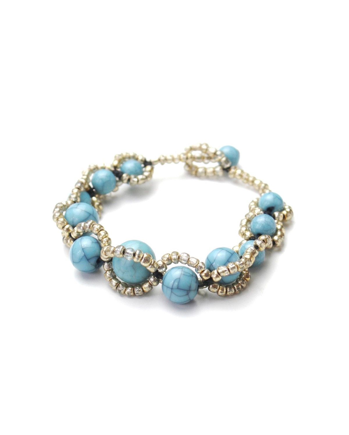 Vintage 2000S JAPANESE MADE SPIRAL TO THE SEA TURQUOISE BRACELET Size ONE SIZE - 1 Thumbnail