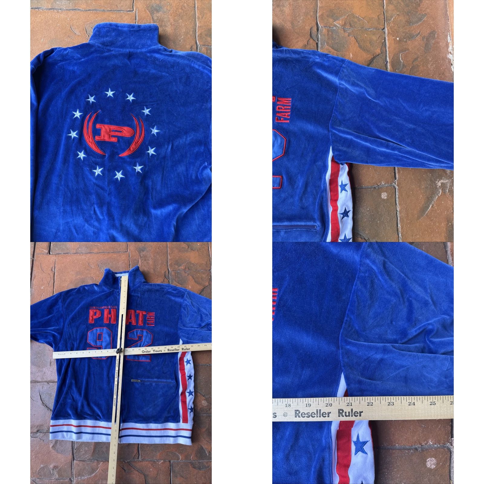 Phat Farm VINTAGE Phat Farm Track Jacket XL Womens Velour Full Zip Hip Hop Blue Embroidered #92 Size XL / US 12-14 / IT 48-50 - 8 Thumbnail