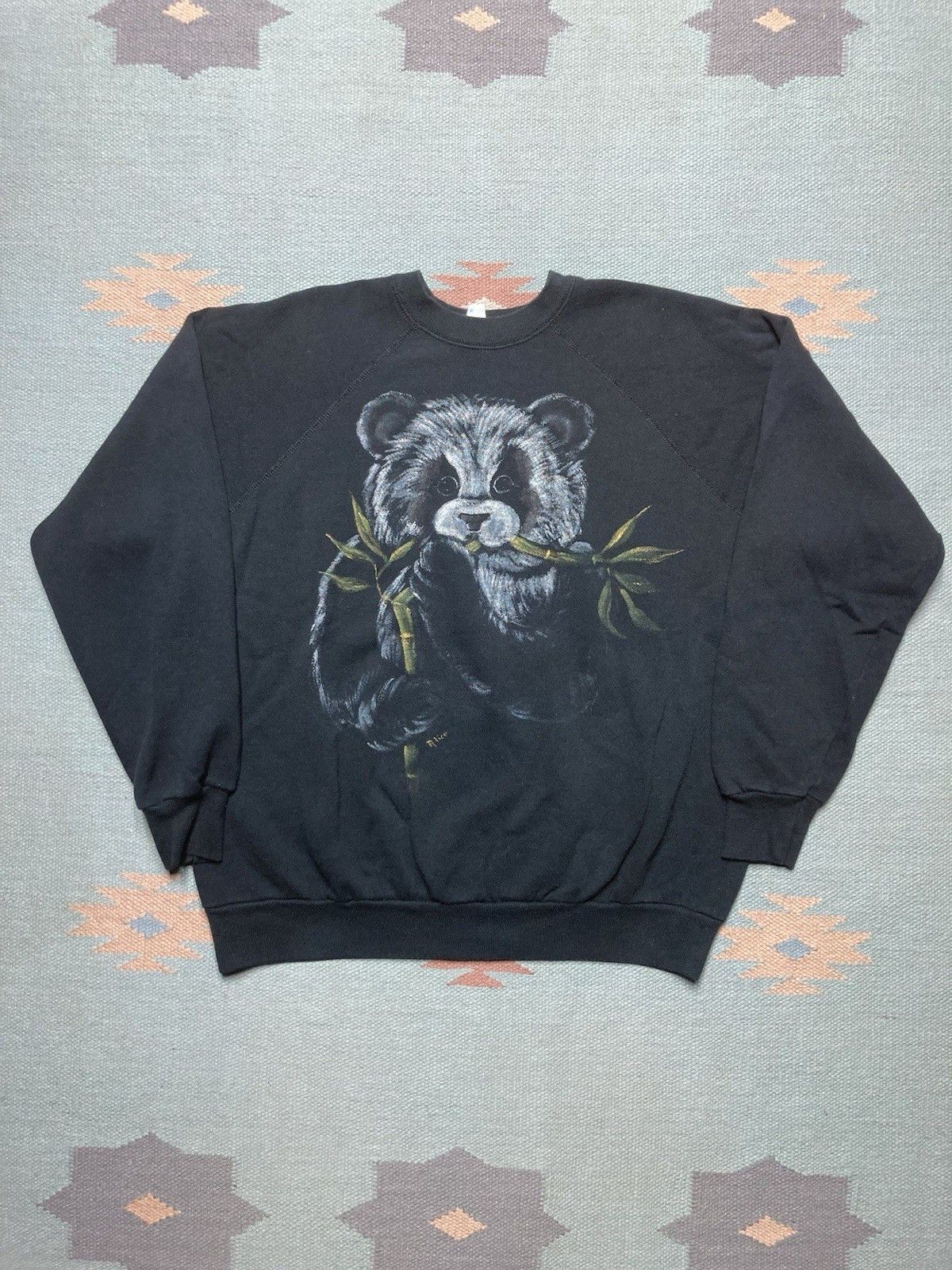 Tultex × Vintage 80s sweatshirt Panda bear airbrush custom animal tultex XL Size US XL / EU 56 / 4 - 1 Thumbnail