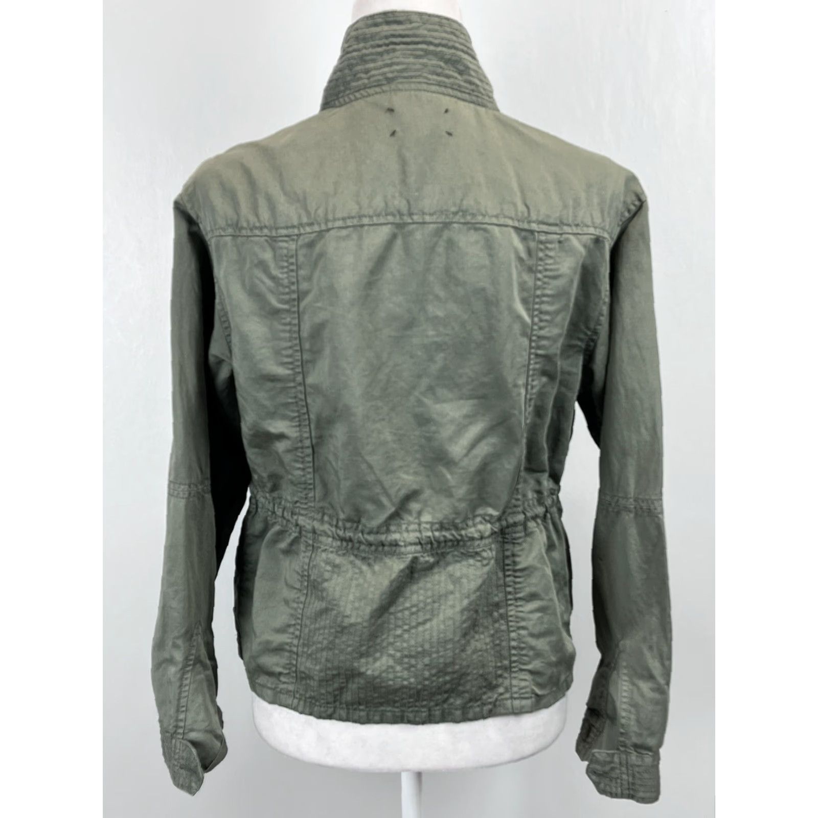 Lou & Grey Lou & Grey Utility Jacket S Women's Army Green Linen Blend Belted Asymmetrical Jacket Size S / US 4 / IT 40 - 3 Thumbnail