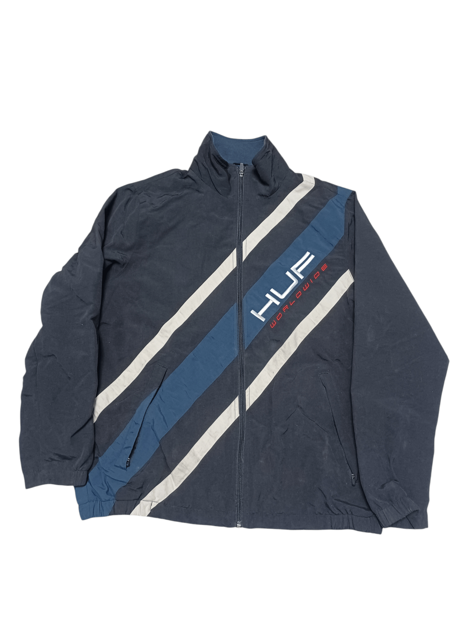 Huf HUF NYLON BIGLOGO DRILL SK8 TRACK JACKET Y2K OPIUM Size US L / EU 52-54 / 3 - 1 Thumbnail