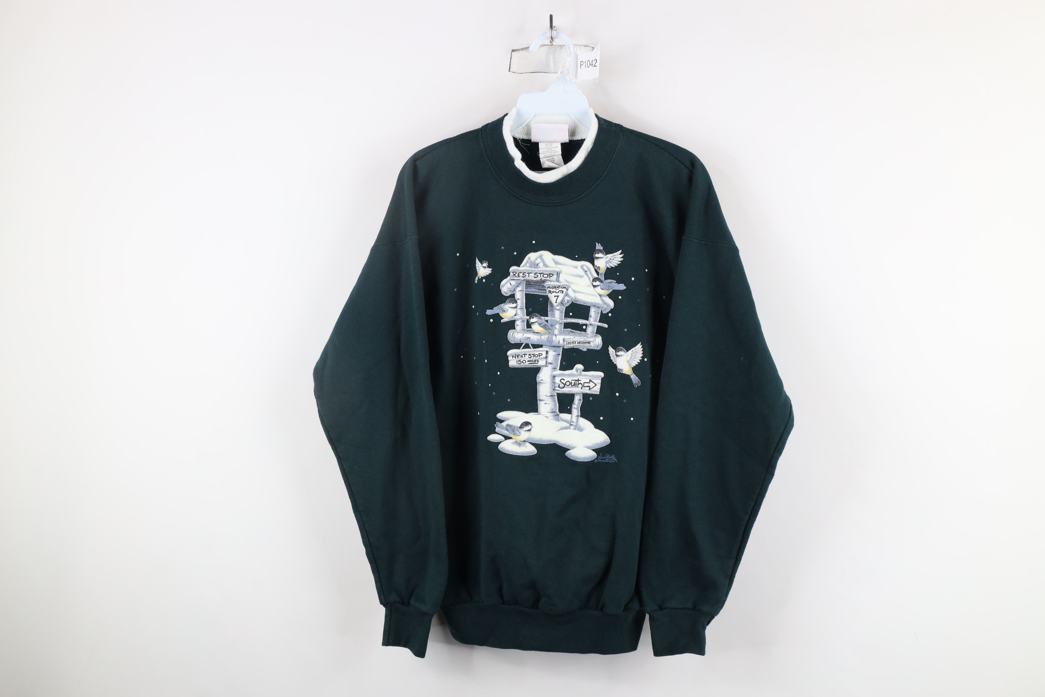 Vintage Vintage 90s Streetwear Snow Birds Birdhouse Sweatshirt Green Size M / US 6-8 / IT 42-44 - 1 Thumbnail