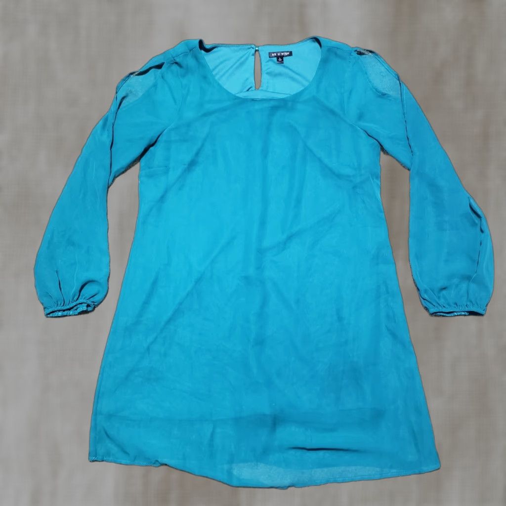 Vintage As U Wish Shirt Womens Half Sleeve Adult L Lace Blue Dress Shirt Large Size L Size L / US 10 / IT 46 - 1 Thumbnail