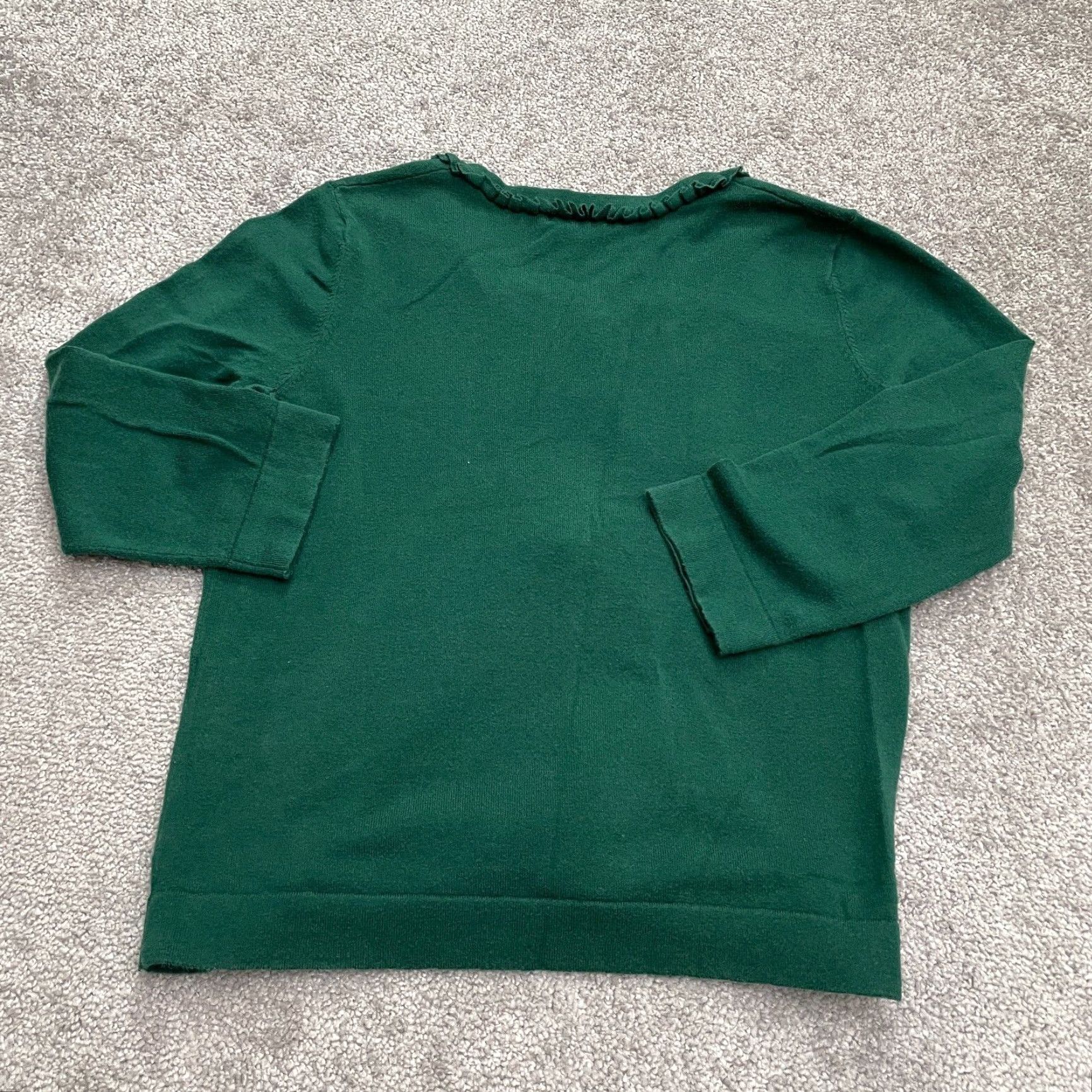 Lands' End Lands' End Cardigan Sweater Women S Green Knit Button Ruffle Classic Size S / US 4 / IT 40 - 2 Thumbnail