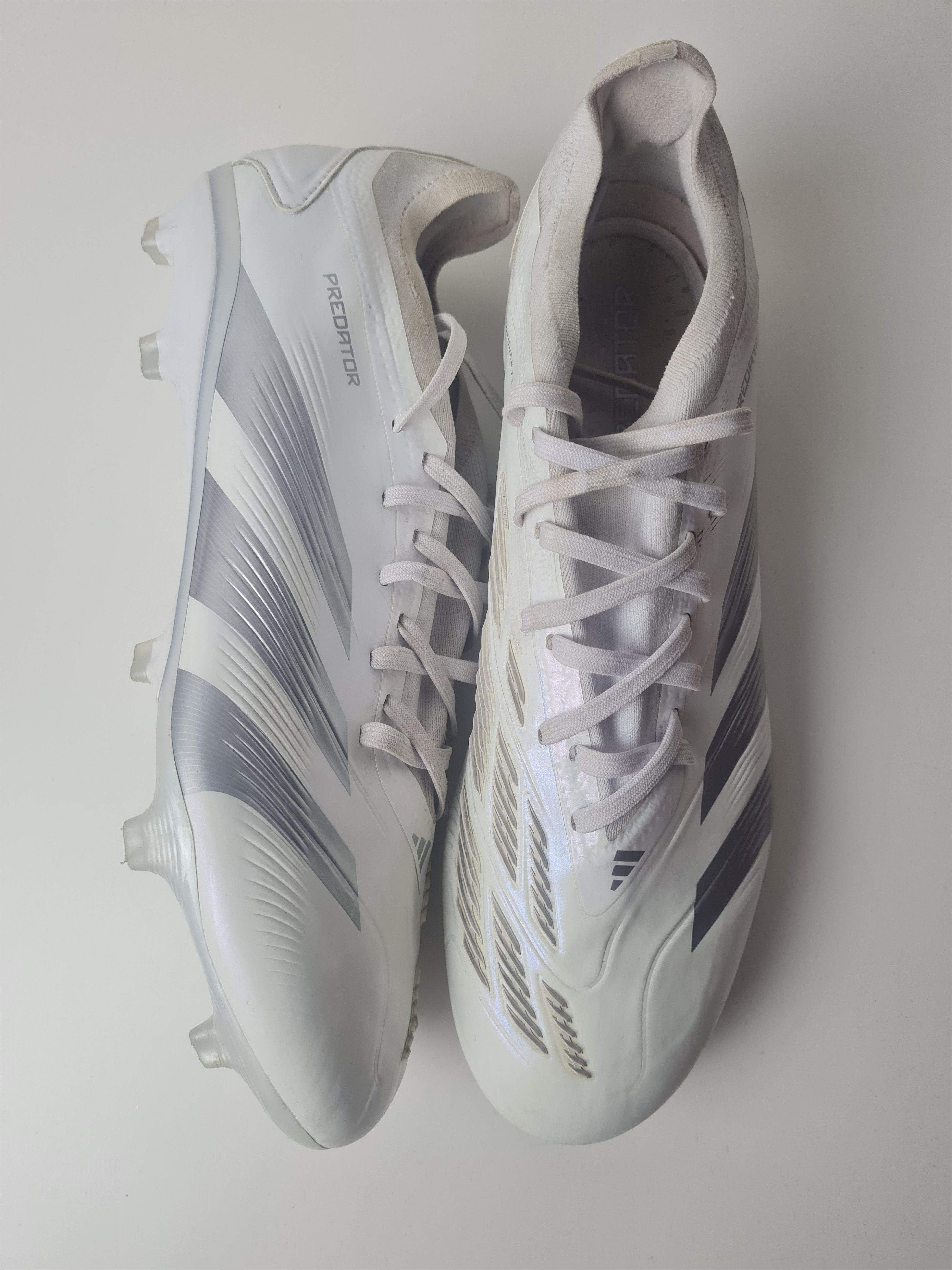 Adidas Football Soccer Adidas PREDATOR Pro FG Cleats White Silver Size US 12.5 / EU 45-46 - 9 Thumbnail