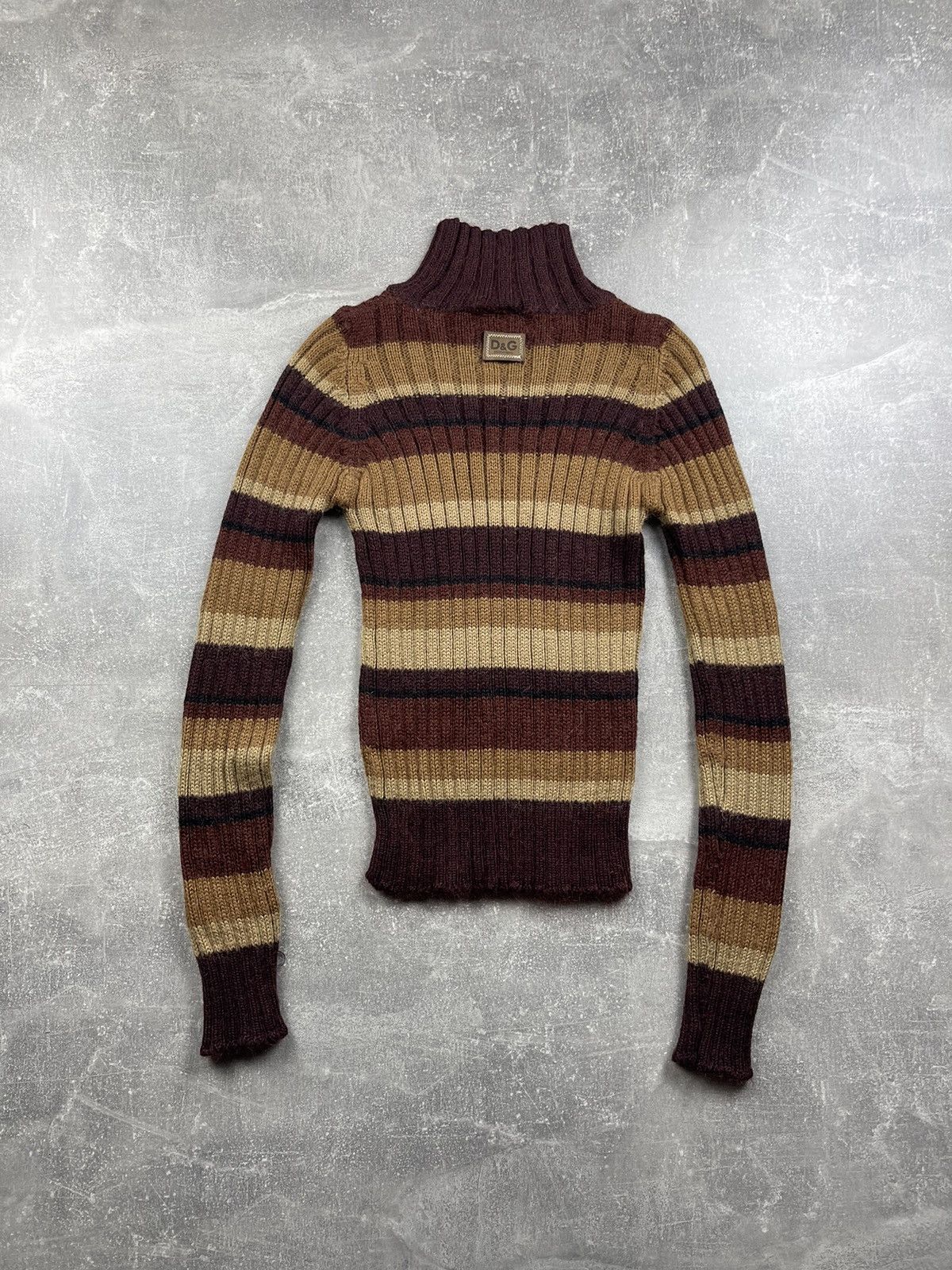 Dolce & Gabbana Dolce&Gabbana Vintage Striped Ribbed Wool Turtleneck Sweater Size XS / US 0-2 / IT 36-38 - 6 Thumbnail