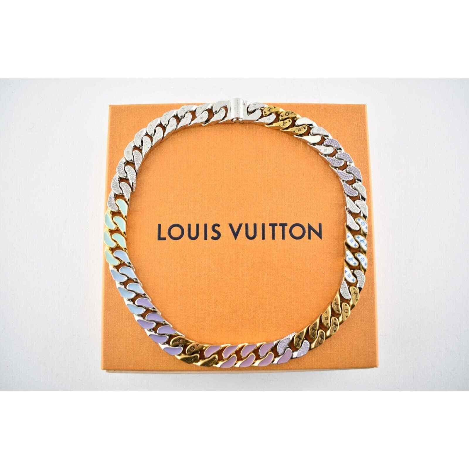 Louis Vuitton Louis Vuitton Gold Silver Crystal Abloh Chain Necklace Size ONE SIZE - 2 Thumbnail