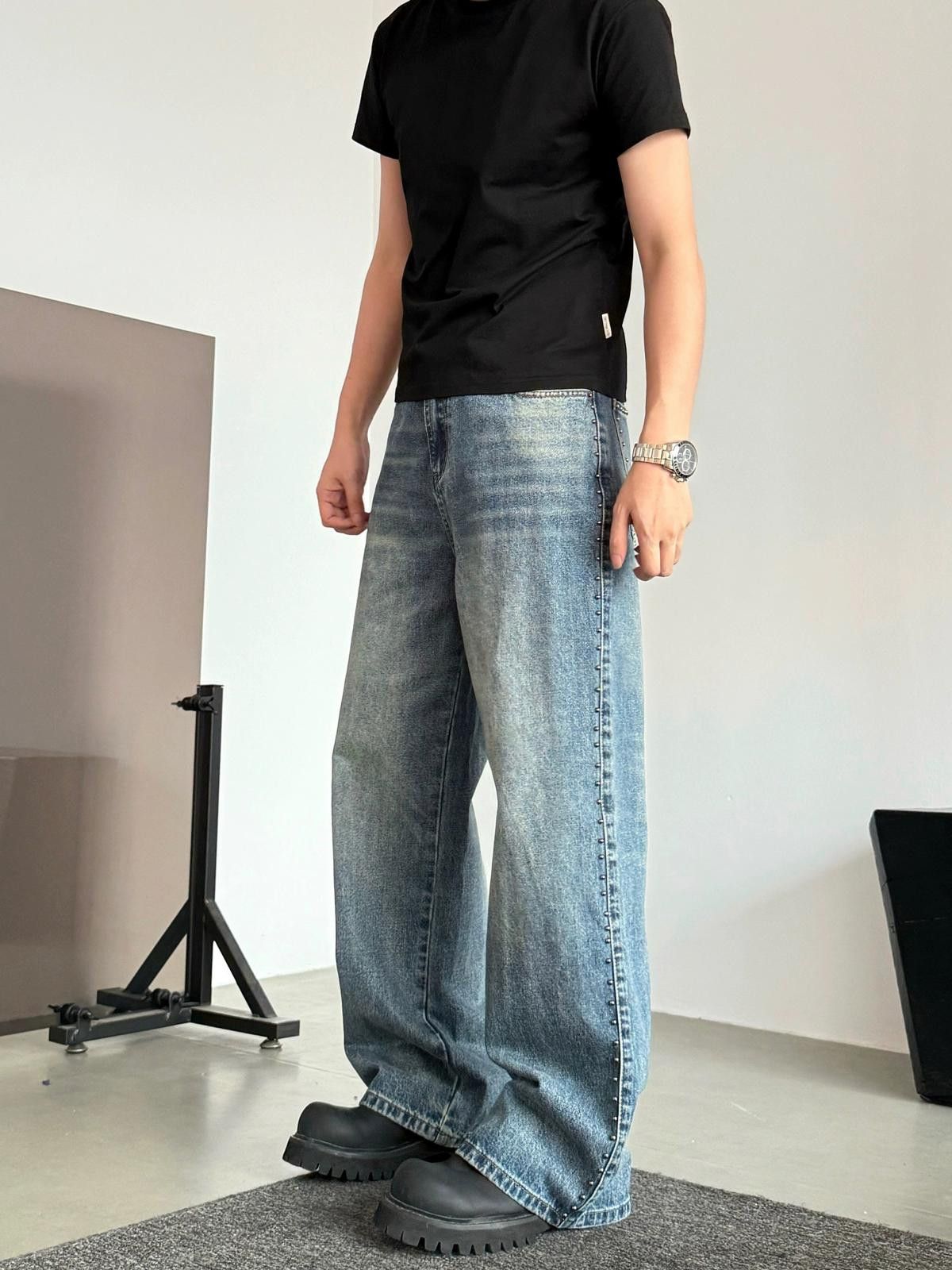 Other Whiskered Straight Wide-Leg Denim Jeans Size US 30 / EU 46 - 2 Thumbnail