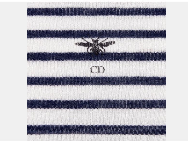 Dior o1w1db10325 414S51 Mariniere Sweater in White & Navy Blue Size L / US 10 / IT 46 - 3 Thumbnail