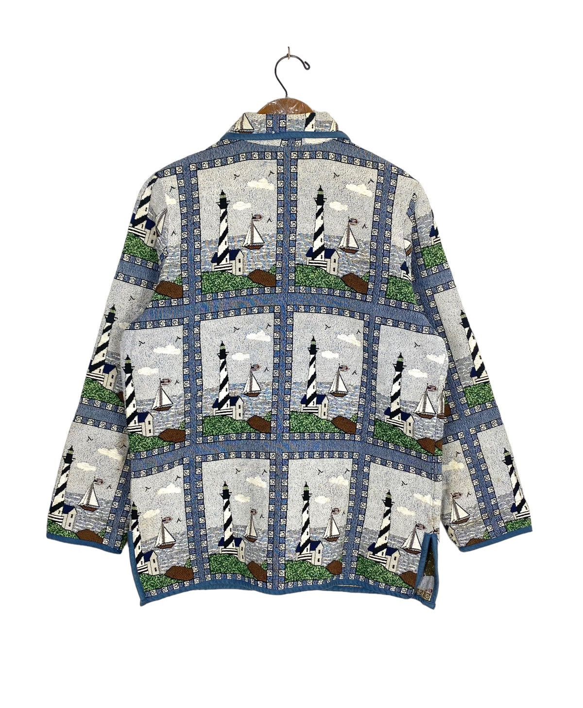 Vintage Vtg Blair Nautical Sailboat Lighthouse Tapestry Jacket Lined Size L / US 10 / IT 46 - 5 Thumbnail