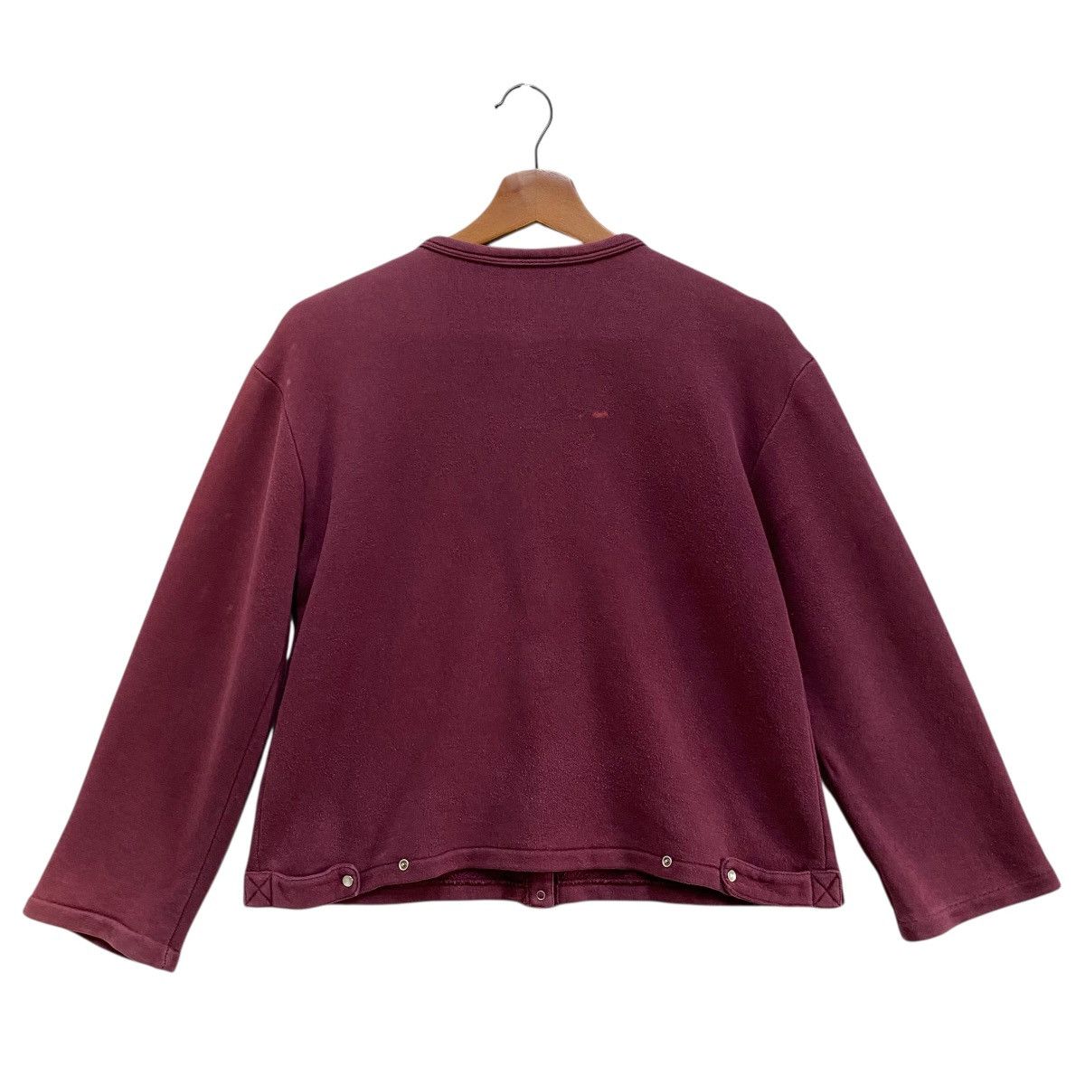 agnes b. Vintage Agnes B Paris Iconic Snap Button Cardigan Maroon Size US S / EU 44-46 / 1 - 6 Thumbnail