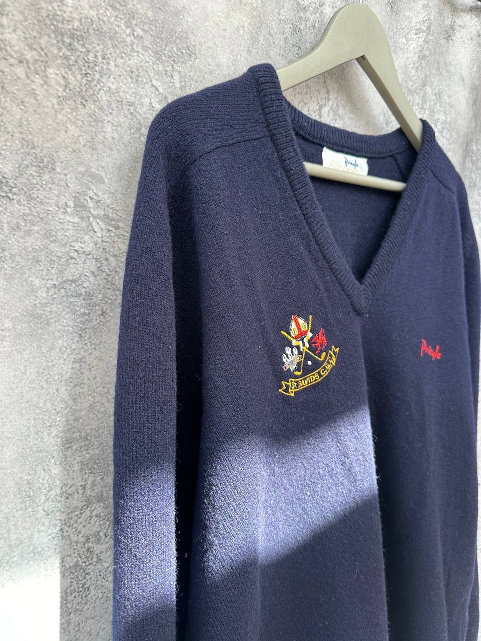Pringle Of Scotland Pringle of Scotland Sports V-Neck Sweater Navy Wool Jumper Size US XXL / EU 58 / 5 - 4 Thumbnail
