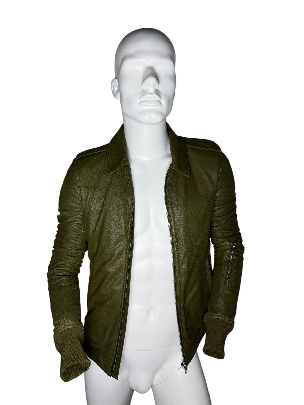 Rick Owens Rick Owens Dirty Green Leather Flight Jacket – FW18 Size US S / EU 44-46 / 1 - 2 Thumbnail