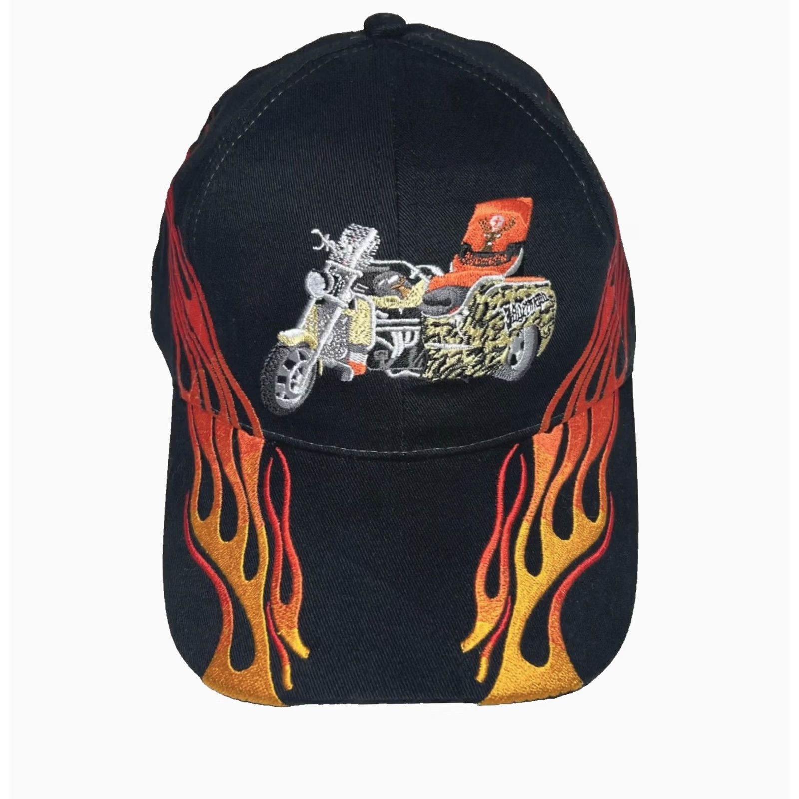 Vintage Jagermeister Hat Cap Black Mens Adjustable Embroidered Flames Motorcycle Biker Cap Size ONE SIZE - 2 Thumbnail